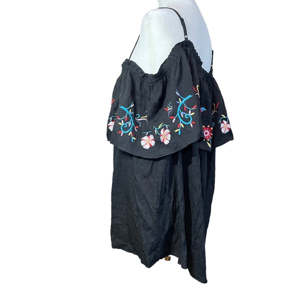 Savanna Jane Off‎ the Shoulder Blouse Plus Sz 3x Black Embroidered Floral Boho - Picture 5 of 14